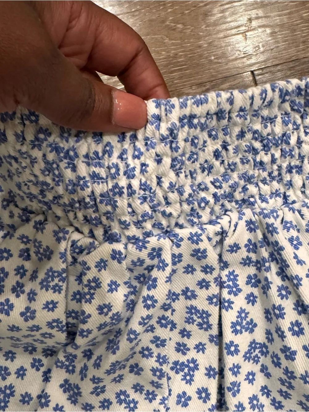 Maeve White Skirt with Blue Floral Print